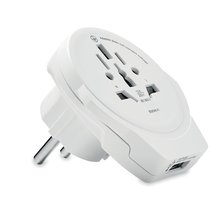 Adaptador de Viaje a Europa con USB Blanco