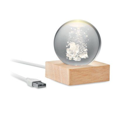 Adorno de cristal de Navidad con luz LED Madera