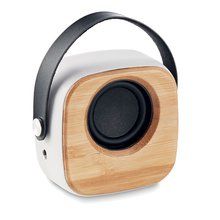 Altavoz 4h de Bambú con Asa Blanco