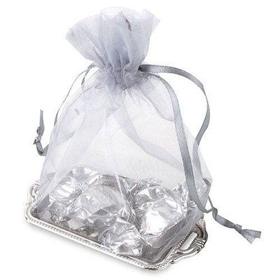 Bandeja con Bolsa de Organza Plata