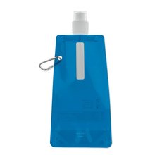 Bidón flexible de plástico sin BPA con mosquetón y ventana (400 ml) Azul