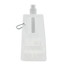 Bidón flexible de plástico sin BPA con mosquetón y ventana (400 ml) Blanco