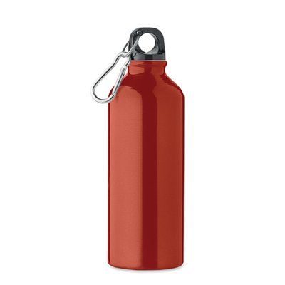 Bidón Aluminio 500ml con Mosquetón Rojo