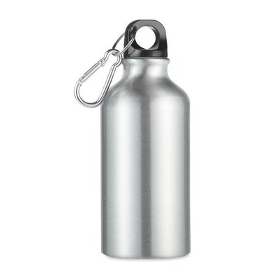 Bidón de aluminio con mosquetón (400ml) Plata