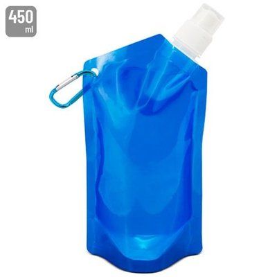 Bidón Plegable 450ml con Mosquetón Azul