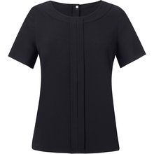 Blusa manga corta con cremallera dorada Negro 10 UK