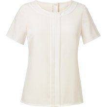 Blusa con pliegues y cremallera dorada Cream 8 UK