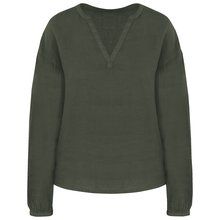 Blusa tejido sostenible de lino Verde S