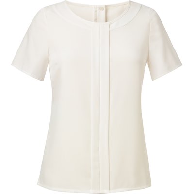 Blusa con pliegues y cremallera dorada Beige 14 UK