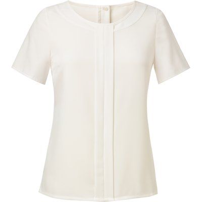 Blusa con pliegues y cremallera dorada Cream 10 UK