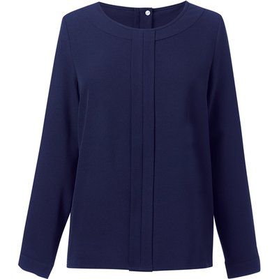 Blusa de seda Cuidado fácil Navy 12 UK