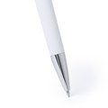 Bolígrafo blanco con pulsador y abertura decorativa a color