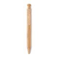 Bolígrafo ecológico de bambú y caña de trigo moteada de colores con pulsador de botón Naranja