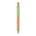 Bolígrafo ecológico de bambú y caña de trigo moteada de colores con pulsador de botón Verde