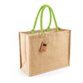 Bolsa de compra de yute Natural / Lime Green