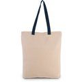 Bolsa de compras clásica de algodón Natural / Navy