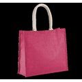 Bolsa de playa yute con asa de algodón Fuchsia