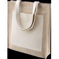 Bolsa shopper de yute con asas de algodón Beige