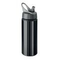 Botella Aluminio 600ml con Pajita Negro