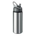 Botella Aluminio 600ml con Pajita Plata