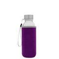 Botella Cristal 420ml con Funda MORADO RIBETE GRIS