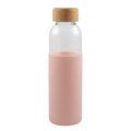 Botella Cristal 500ml Funda Silicona Rosa