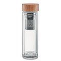 Botella personalizada ecológica de vidrio con infusor de té 420ml Transparente