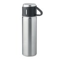 Botella Termo Inox con Taza 420ml Plata Mate