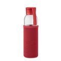 Botella Vidrio Reciclado 500ml con Funda Rojo