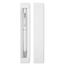 Bolígrafo de aluminio blanco o negro con puntero y estuche Blanco