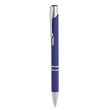 Bolígrafo de aluminio con caucho Azul
