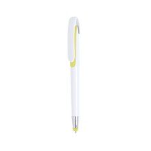 Bolígrafo con ancho clip pulsador y puntero táctil Amarillo