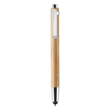 Bolígrafo de bambú ecológico y metal con puntero táctil Marrón