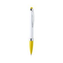 Bolígrafo blanco con puntero táctil a juego con empuñadura Amarillo