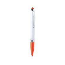 Bolígrafo blanco con puntero táctil a juego con empuñadura Naranja