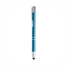 Bolígrafo de colores singulares con pulsador y puntero táctil Azul Claro