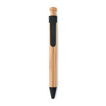 Bolígrafo ecológico de bambú y caña de trigo moteada de colores con pulsador de botón Negro