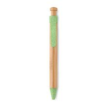 Bolígrafo ecológico de bambú y caña de trigo moteada de colores con pulsador de botón Verde
