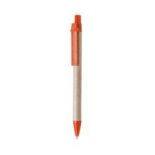 Bolígrafo ecológico de cartón reciclado con tinta negra y clip de varios colores Naranja
