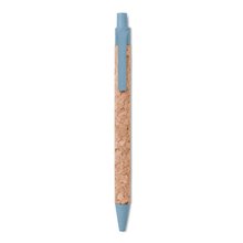Bolígrafo ecológico de corcho con punta y clip en vistosos colores Azul