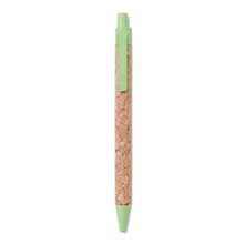 Bolígrafo ecológico de corcho con punta y clip en vistosos colores Verde