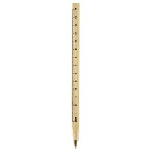 Bolígrafo madera cuadrado con regla de 14cm. Marrón