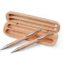 Bolígrafo y portaminas de madera con estuche a juego Marrón