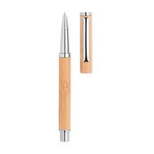 Bolígrafo Roller Inox y Bambú Marrón