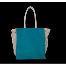 Bolsa de compras de yute Turquoise / Natural