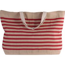 Bolsa de juco a rayas Beige / Diseño / Rojo