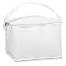 Bolsa nevera para 6 latas con ribetes en non woven Blanco