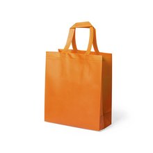 Bolsa non-woven laminado de asas cortas reforzadas Naranja