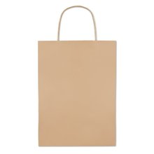 Bolsa de papel mediana reciclable para regalos Beige