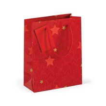 Bolsa de papel navideña y tarjeta Rojo